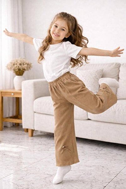 NOVERAM KİDS بيجامة بناتية من قماش ريبا مرن مع تفاصيل فيونكة