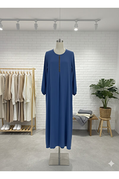 fariza tekstil Rochie musulmană confortabilă din țesătură Aerobin, model cu p...