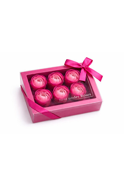 OEM Cutie cadou cu 6 trandafiri din spumă 14,5x10x5,5 cm roz pal, cadou de pr...