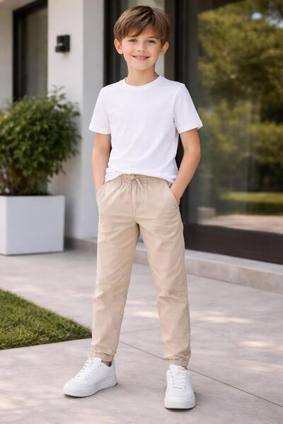 RAPAPA Pantaloni elastici bej pentru băieți – Croială confortabilă și stil ca...