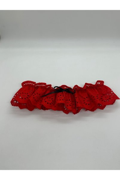 Creative Box Pamuklu kırmızı dantel lastikli bacak bandı, yaka, şık tamamlayıcı kombin aksesuarları