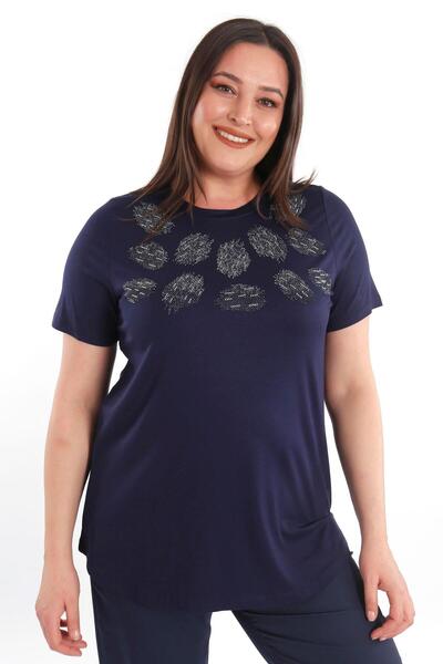 SERTUĞ تي شيرت نسائي من Trend42plus بأكمام قصيرة ومقاس كبير من الفيسكوز باللو...