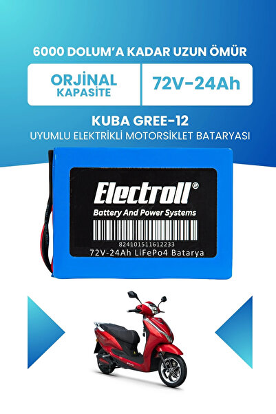 ELECTROLL Kuba Gree-12 Uyumlu Batarya (Standart Kapasite) LiFePO4 72V 24Ah El...
