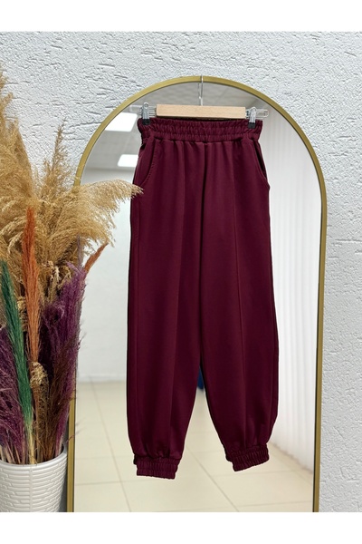 MİHRA STORE Gilora Paça Elasticated piped 2-Thread Tracksuit-Zi̇3098 Claret Red