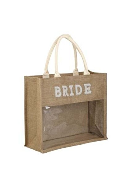 OEM Brown Bag with Bride Bead Design & PVC Window 26 x 7 x 23 cm