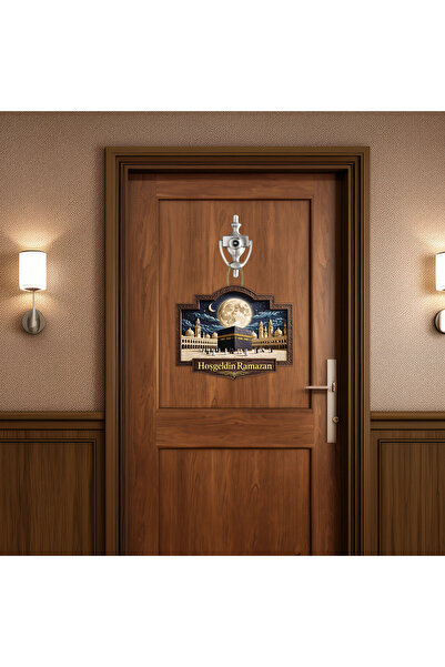 GRAFİLLİ DESİGN Welcome Ramadan Door Ornament – Decorative Wooden Look Ramada...