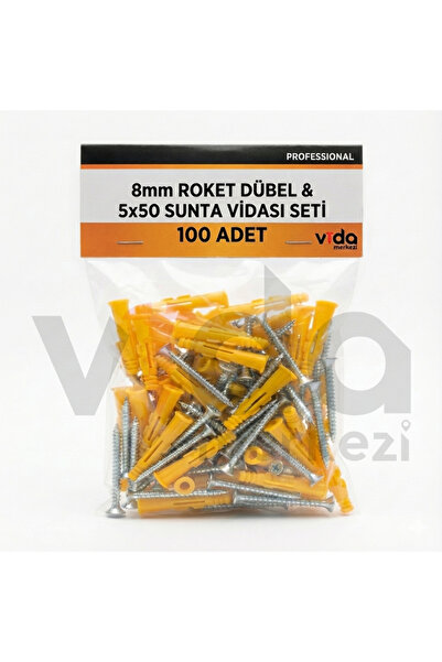 vida merkezi yapıları birleştiren güç 8 mm Roket Dübel & 5x50 mm Sunta Vidası...