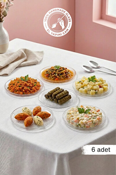 Glamis Selen Concept Plak Model Büyük Boy El Yapımı Cam Servis ve Yemek Tabağ...