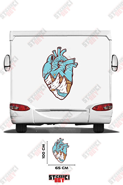 STİCKERCI BEY Mountain Patterned Heart Visual Caravan Sticker Coating