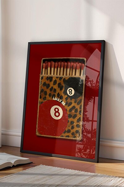 Buka Shops "Lucky Me" Leopar Kibrit Kutusu - Siyah Çerçeveli Tablo