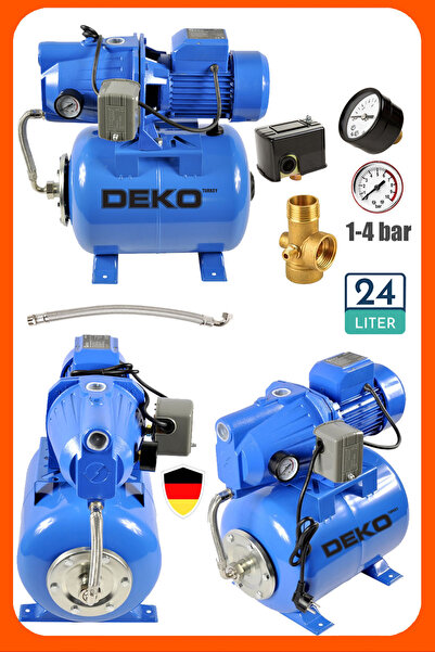 DEKO TURKEY Bakır Sargılı 1.5 Hp Jet Hidrofor + 24 Lt Tanklı Küre Seti Ev Ve ...