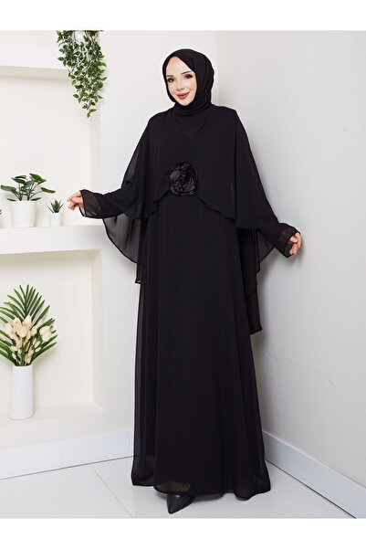 Aydan Şifon Tesettür Elbise Siyah