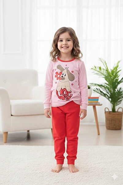 RAPAPA بيجامة قطنية بأكمام طويلة للفتيات مطبوع 8408 F