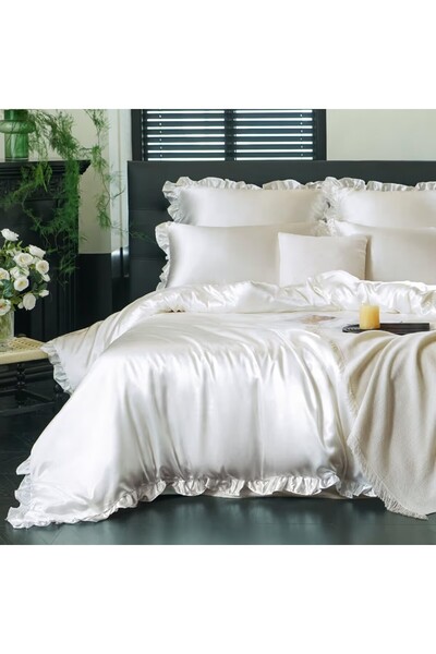 Freyamy Satin Bedding Set, 2 Persons, 3 Pieces: Duvet Cover + 2 Pillowcases, ...