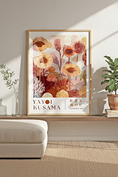 Buka Shops Yayoi Kusama İlhamlı Modern Çiçek Bahçesi - Ahşap Çerçeveli Tablo