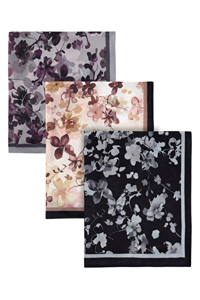 Kamer Scarf Soft Cotton Patterned Shawl Elegance Series 3 Pack