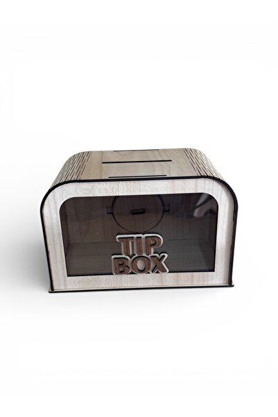 UNT Ahşap Tip Box – Şeffaf Ön Camlı Lazer Kesim Akçaağaç Bahşiş Kutusu (MDF –...
