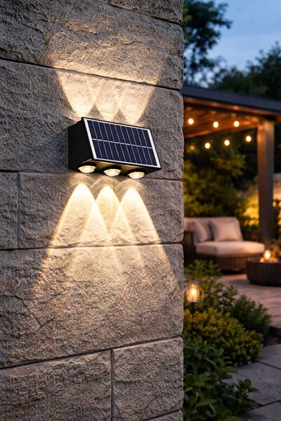 K2 GLOBAL 30W Solar LED Duvar Apliği 3 Renk CCT IP65 Güneş Enerjili Dış Mekan