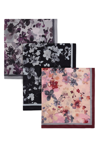 Kamer Scarf Soft Cotton Patterned Shawl Elegance Series 3 Pack