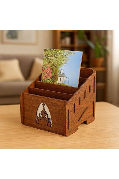 Gravarelaser Wooden Brochure Stand with 6 Compartments