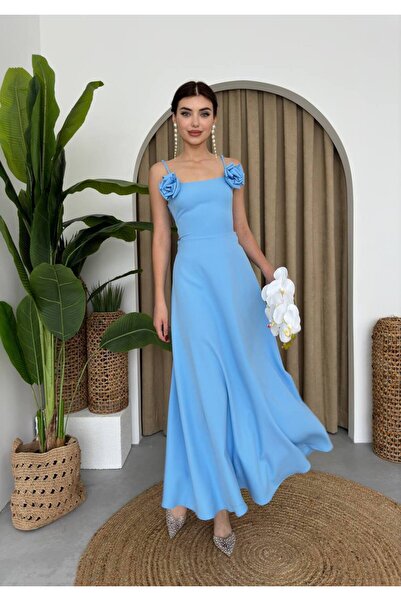 EtikaOnline Luna Kiloş Gül Aksesuarlı Elbise