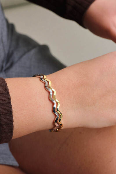 ByFlorya Jewelry Vip Zigzag Ajda Bracelet Wave Model Free Size Adjustable Size