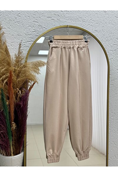 MİHRA STORE Gilora Paça Elasticated piped 2-Strand Tracksuit-Zi̇3098 Stone