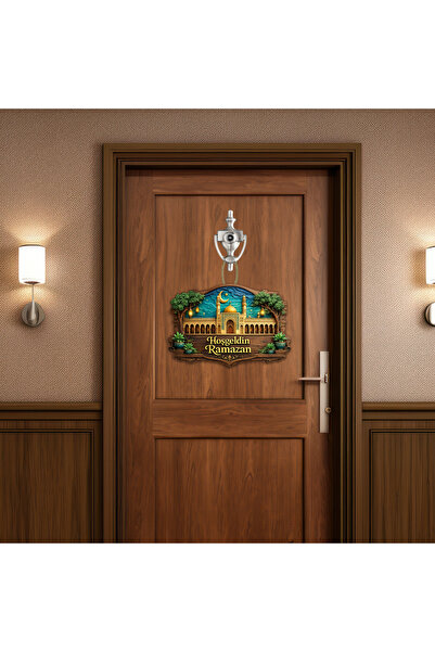 GRAFİLLİ DESİGN Welcome Ramadan Door Ornament – Decorative Wooden Look Ramada...
