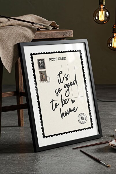 Buka Shops Nostaljik Kartpostal "Home" - Siyah Çerçeveli Tablo
