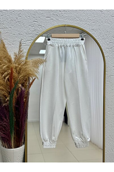 MİHRA STORE Gilora Paça Elasticated piped 2-Thread Tracksuit-Zi̇3098 White