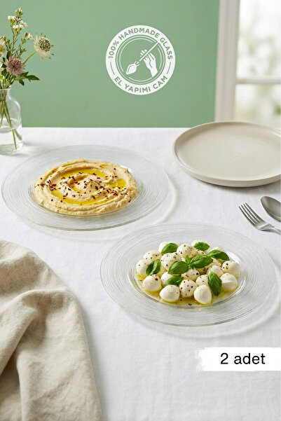 Glamis Selen Concept Plak Model El Yapımı Cam Servis ve Yemek Tabağı 2'li Set