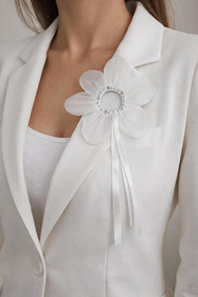 jasmina store inci taş detaylı organze çiçek broş