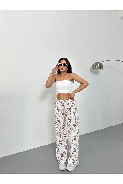 BALİNA Hello Kıtty Baskılı Bol Paça Pantolon-THE SOLO