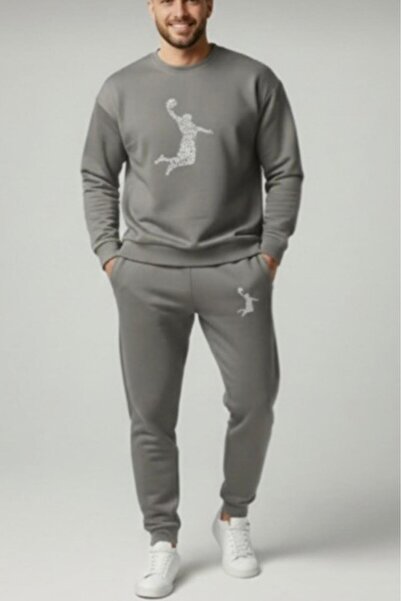 NO 601 Men's Basketball Figure Crew Neck Tracksuit Bottom - Top Set