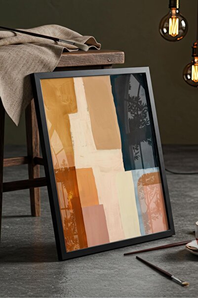 Buka Shops "Earthly Layers" Modern Soyut - Siyah Çerçeveli Tablo