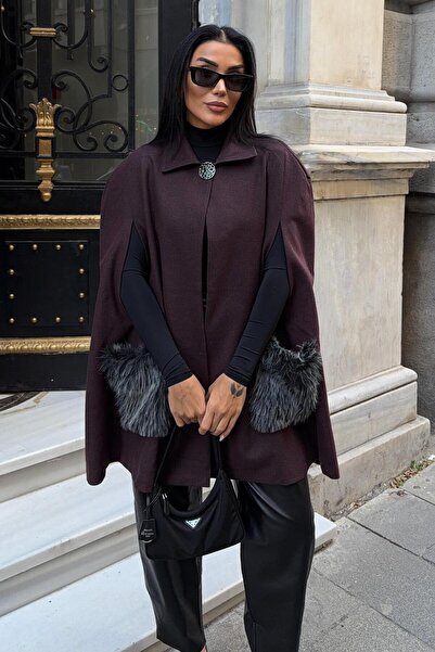 Lijuri Fur Pocket Lined Poncho 6168 R8-B-K3