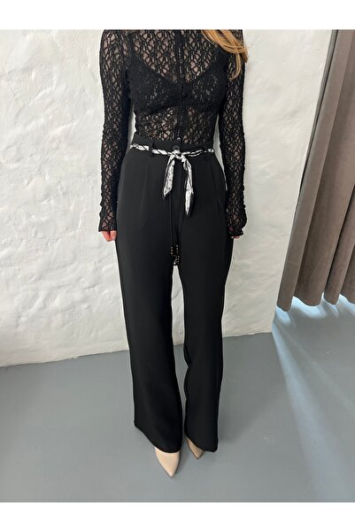 Joi Women's Wide Leg High Waist Trousers with Scarf Detail