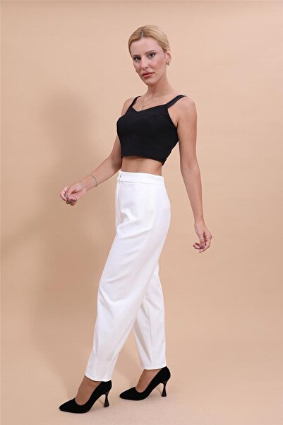 ÖNDER ÖZSOY Sports Women's Trousers with Elastic Back and Pockets - White