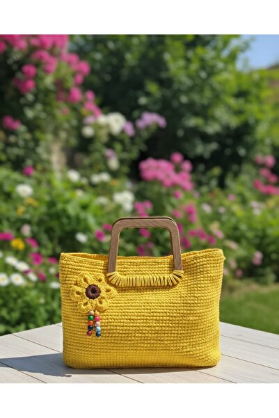 Bilge El Örgüsü Sarı Çanta