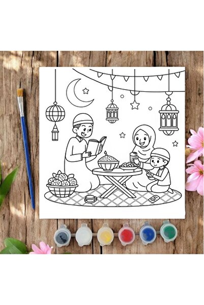 20x20 Tuval Boyama Seti Etkinlik Hoş Geldin Ramazan Çocuk Etkinlikleri Boyama Seti