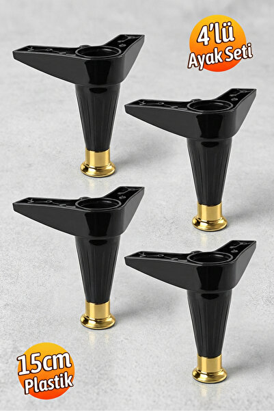 Badem10 (AYARLANABİLİR) 4 ADET 15 CM Siyah Gold Mobilya Kanepe Koltuk TV Ünit...