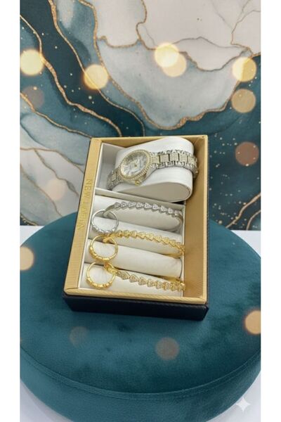 Boutique Women's Accessory Set: Luxury Wristwatch with a Selection of Bracele...