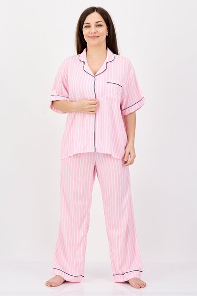 Bebe Women 2 Pcs Short Sleeve Top And Bottom Pajama Set, Multicolor