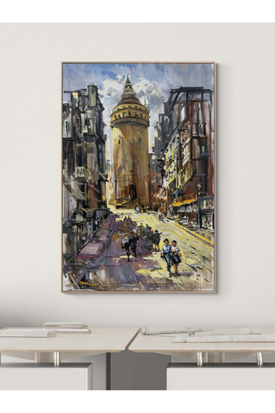 Simurg Sanatevi Sessiz Galata Sokakları Yağlı Boya Tablosu