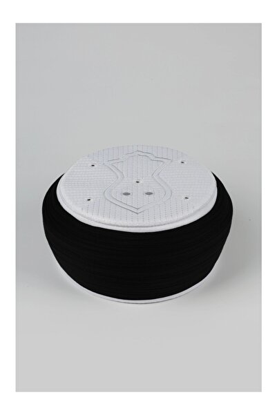 Sarıkhane غطاء صلاة للأطفال - قماش أسود - غطاء رأس أبيض - غطاء دائري - نالي ش...