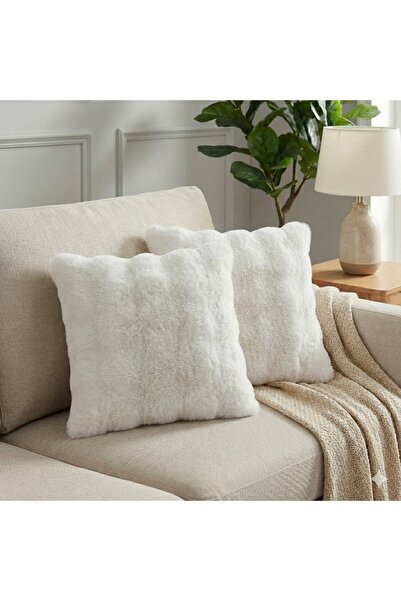 pufftable 2-Pack Plush Bubble Cushion Cover 45*45 Ecru Color Soft Velvet Pill...