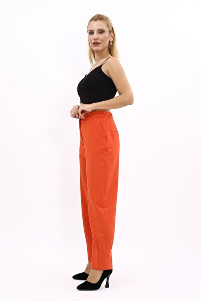 ÖNDER ÖZSOY Sports Women's Trousers with Elastic Back and Pockets - Orange
