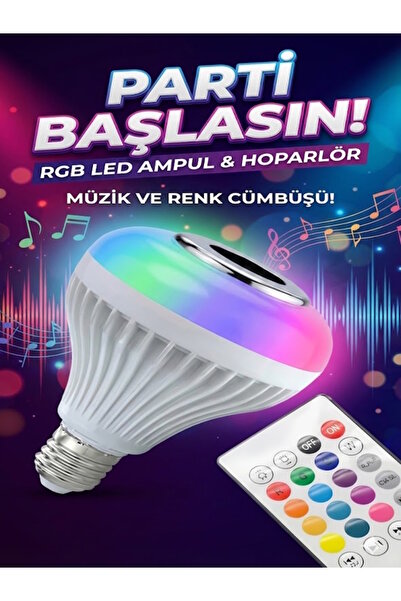sonx Bluetooth RGB LED Hoparlörlü Akıllı Ampul - Renkli Müzikli Lamba ve Kumanda