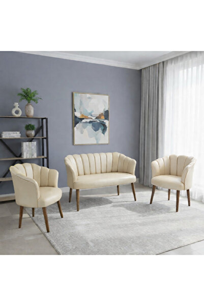 Azra Mobilya Papatya Deri Berjer Takımı | 2 Tekli + 1 İkili Koltuk | Balkon O...