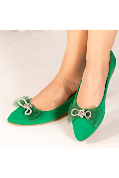 Sofia Store Balerini din piele ecologica cu funda si cristale Adnana